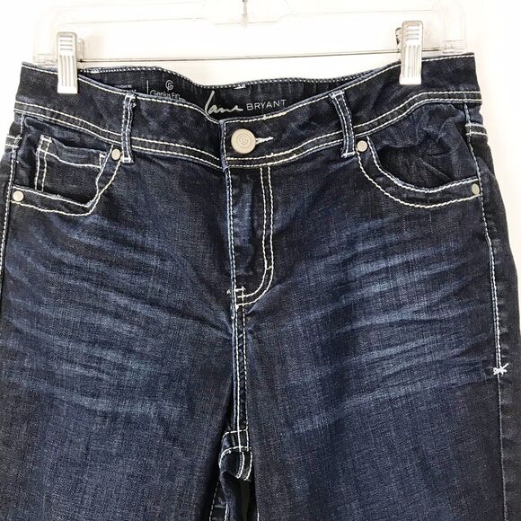 Lane Bryant Jeans Straight Skinny Genius Fit Distressed Slim Cut Size 16 Short - Picture 5 of 9